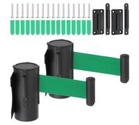 PATIKIL 2Pcs Fixation Murale Barrière à Ruban Rétractable, Barrière à Ruban Fixe de 9,84 Pieds avec Boîtier en Acier pour Contrôle de Foule Magasin Stade, Noir/Vert