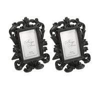 PATIKIL 2Pcs Mini Cadres Photo, 2.4x1.8 Rectangle Petits Cadres Photo Vintage En Resine Decor Baroque Pour Home Wedding Jewelry Display Hotel Decor Wall Art, Black