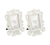 PATIKIL 2Pcs Mini Cadres Photo, 2.4x1.8 Rectangle Petits Cadres Photo Vintage En Résine Ornementation Baroque Pour Maison Mariage Présentation Bijoux Ornementation Hôtel Art Mur, White
