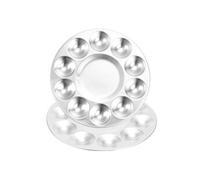 PATIKIL- 2pcs Palette de mélange de peinture ronde en aluminium à 10 puits, Ton Argent 170mm