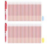 PATIKIL 2Pcs Stylos Gel Effaçables à la Chaleur avec 50 Recharges et 2 Gommes, 0.5mm Stylos à Encre Rouge pour Marquer le Tissu Stylo Marqueur pour Couture Patchwork Planificateur Écriture