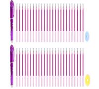 PATIKIL 2Pcs Stylos Gel Effaçables Avec 50 Recharges & 2 Gommes, 0.5mm Stylos Effaçables À La Chaleur Pour Encre Violette Marqueur De Tissu Pour Couture Patchwork Planificateur Écriture