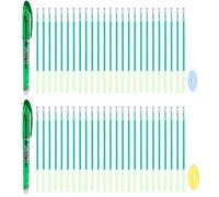 PATIKIL 2Pcs Stylos Gel Effaçables Avec 50 Recharges Et 2 Gommes, 0.5mm Stylos Effaçables À La Chaleur Pour Tissu Encre Verte Stylo Marqueur Pour Tissu Couture Patchwork Écriture
