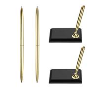 PATIKIL 2Pcs Stylos Pour Mariage Ensemble De Stylo Pour Livre D'Or Or | Avec Support Carré En Acrylique Pour Cérémonie De Signature Des Invités À La Réception De Mariage Fiançailles