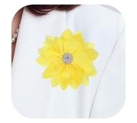 PATIKIL 3.15" Broche Fleur, Broches Fleur Tissu Satiné Cristal Artificiel Lotus Élégantes Broches Pins Grandes Pour Femmes Vêtements Mariage Artisanal Floral Banquet, Jaune