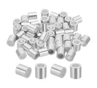 PATIKIL 3/16"(5mm) Ensemble De Manchons D'Arrêt en Aluminium pour Câble, 50 Pcs Manchon De Bouclage À Compression À Trou Unique pour Ligne De Câble en Acier, Argent