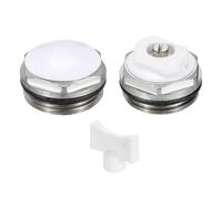 PATIKIL 3/4" BSP Filetage Mâle Bouchon De Purge D'air Manuel Pour Radiateur Kit Avec Clé, Laiton Nickelé Pour Radiateur Chauffage, Blanc Argenté