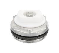 PATIKIL 3/4" BSP Mâle Filet Manuel Radiateur Air Ventilation Bouchon Vanne, Nickel Plaqué Laiton Bouchon pour Radiateur Chauffage, Argenté Blanc