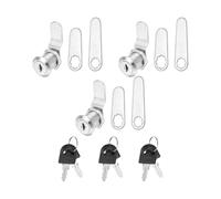 PATIKIL 3/4 Pouce Serrures de Cabinet à Clé Identiques, Lot de 3 Cylindres de Serrure de Remplacement à Came pour Boîte à Outils RV Tiroir Chariot de Rangement Boîte aux Lettres, Argent