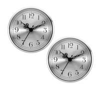 PATIKIL 3,5" 90mm Insert de Horloge en Quartz, 2 Pièces Mouvement de Quartz Rond Miniature Horloge Mini Horloge à Chiffres Arabes pour Trou de 78mm/3.1", Tonalité Argent, Style 2