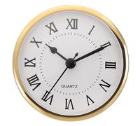 PATIKIL 3,5" 90mm Insert de Montre en Quartz, Mouvement en Quartz Miniature Horloge Mini Chiffres Romains Convient Trou de 78mm/3,1" de Diamètre, Doré/Blanc, Style 3