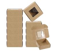 PATIKIL 3,5"x3,5"x1,5" Papier Savon Boîte avec Fenêtre, 30 Paquet Fait Maison Savon Boites Carré Cadeaux Paquetaging Boites pour Anniversaire Noël DIY Artisanat, Marron