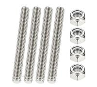 PATIKIL 3/8"-16 UNC Tige Filetée Complète, Longueur 70mm Acier Inoxydable 304 Tige À Filetage Long À Droite Avec Écrous Pour Tuyaux Colliers Suspensions U-Boulons 4Pcs