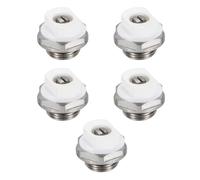 PATIKIL 3/8" BSP Filetage Mâle Bouchons De Purge D'Air Manuel Pour Radiateur, 5 Pièces Bouchons En Laiton Nickelé Pour Radiateur Chauffage, Argenté Blanc