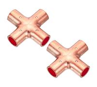 PATIKIL 3/8 Pouce ID Cuivre Croix Tuyau Raccord, 2 Paquet 4 Voie Soudage Cuivre Extrémité Alimentation Égal Tuyau Connecteur pour Plomberie Air Climatisation Réfrigération