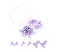 PATIKIL 3/8-pouce Pousser Boches Ensemble, Rond Carte Pousser Boches Pouce Punaises Non Rayures Taureau Agrafes Bureau Fournitures Ensemble pour Suspendu Photos Liège Tableau, Violet