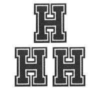 PATIKIL 3 Pack Iron on Letter Patches Chenille Letter Patches Black | Embroidered Patch pour Repairing Jeans Clothing Bags Hats Shirts Craft, Alphabet H