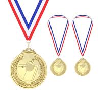 PATIKIL 3" Pack Médailles De Tennis De Table en Or avec Ruban Rouge Blanc | Médailles De Récompense De Tennis De Table, Pour Jeux Compétitions Sportives, 3"