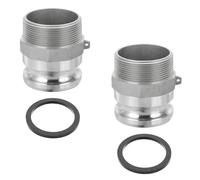 PATIKIL 3" Raccord Aluminium À Came Et Rainure, 2 Pcs Part-F Bouchon Anti-Poussière Adaptateur Mâle Femelle Filetage NPT Raccord À Came Verrouillage Rapide Couplage Verrouillable, Argent