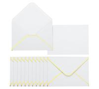 PATIKIL 30 Pochettes A7, 5x7 Cartes V Flap Enveloppes Bord Arrondi Enveloppes Valentine Avec Bordure Dorée Pour Office Cartes De Mariage Invitations Fête De Graduation Cadeau, Blanc