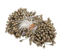 PATIKIL 300 Pcs 3mm Double Heads Flower Stamen Matt Pearl Light Brown