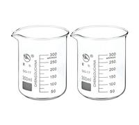PATIKIL 300ml Bas Forme Verre Bécher, 2 Paquet 3.3 Borosilicate Verre Gradué Imprimé Échelle Tasses à Mesurer avec Bec Verseur pour Cuisine Laboratoire Liquides