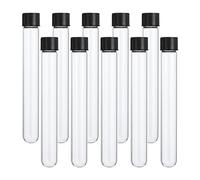PATIKIL 30ml Tubes à Essai, 10Pcs 5.91x0.79Pouce en Verre Transparent à Fond Rond avec Capuchon en Plastique pour Stockage de Sel, Expérience Scientifique, Propagation des Plantes