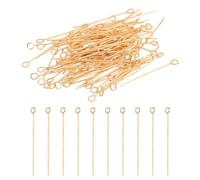 PATIKIL 30mm Épingle à Oeil Aiguilles Environ 150Pcs 21 Jauge Épingles à Tête Métallique, Broches à Œil Ouvert pour la Fabrication de Bijoux, Boucles d'Oreilles, Colliers, Doré Clair