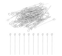 PATIKIL 30mm Épingle à Oeil Aiguilles Environ 150Pcs 21 Jauge Épingles à Tête Métallique, Broches à Œil Ouvert pour la Fabrication de Bijoux, Boucles d'Oreilles, Couleur Rhodium