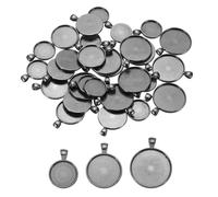 PATIKIL 30Pcs Pendant Trays Pour Jewelry Making, 20/25/30mm Blank Pendants Zinc Alloy Round Bezel Settings Flat Base Pour Necklace Bracelet Photo Charm Art Making Supplies, Grey Tone