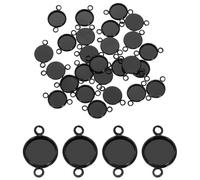 PATIKIL 30Pcs Plateaux Pendentifs 10mm Fer Double Suspendu Noir | Montures, Base Plate, Pour Collier, Bracelet, Charme, Création De Joyaux