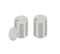 PATIKIL 32 Pcs Plaques Métalliques Estampées, 6mm Rondes Étiquettes Nom Cercles Inoxydables Plaques Plates Disques Avec Trou Pour Gravure Laser Estampage Dog Tags, Ton Argenté