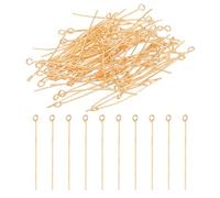 PATIKIL 35mm Épingle à Oeil Aiguilles Environ 150Pcs 21 Jauge Épingles à Tête Métallique, Broches à Œil Ouvert pour la Fabrication de Bijoux, Boucles d'Oreilles, Colliers, Doré Clair