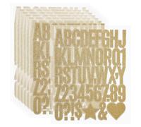 PATIKIL 368Pcs Autocollants Lettres Pailletées 1.6", 8 Feuilles Autocollants Chiffres Pailletés Vinyle Adhésif Alphabet Chiffres Décalcomanies Imperméables pour Décorations, Or