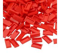 PATIKIL 370 Pièces Blocs Plats en Vrac, 1x2 Tuiles Carrées Rouges Classiques Surface Lisse Mini Accessoires De Construction Briques Compatibles Kits pour Construire