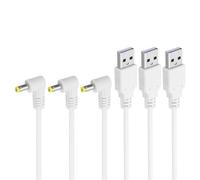 PATIKIL 3Ft Câble d'Alimentation Usb 2.0 A Type Mâle Vers DC 4,0 x 1,7 mm, Angle de 90 Degrés, 3Pcs Connecteur Adaptateur de Fil, Cordon de Charge pour Ventilateurs, Lampe, Blanc