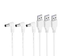 PATIKIL 3Ft Câble d'Alimentation Usb 2.0 A Type Vers DC 5,5 x 2,1 mm, Angle de 90 Degrés, 3Pcs Connecteurs Adaptateur de Fil, Cordon de Charge pour Ventilateurs, Lampe, Blanc