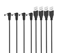 PATIKIL 3Ft Câble d'Alimentation Usb 2.0 A Type Vers DC 5,5 x 2,5 mm, Angle de 90 Degrés, 4Pcs Connecteur Adaptateur de Fil, Cordon de Charge pour Ventilateurs, Lampe, Noir