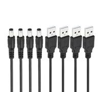 PATIKIL 3Ft Cordon d'Alimentation Usb Vers DC 5,5 x 2,5 mm, 4 Pièces, Adaptateur de Fil 24 AWG, Cordon de Charge pour Ventilateurs de Lumière, Haut-Parleur, Lampe de Table, Noir