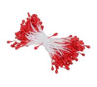 PATIKIL 3mm Double Têtes Fleur Étamine, 150 pcs Artificielle Fleur Étamine Pistil Mat Perle Floral Étamine pour DIY Noël Carte Mariage Décoration, Lumineux Rouge