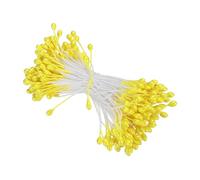 PATIKIL 3mm Double Têtes Fleur Étamine, 150 pcs Artificielle Fleur Étamine Pistil Mat Perle Floral Étamine pour DIY Noël Carte Mariage Décoration, Jaune