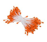 PATIKIL 3mm Double Têtes Fleur Étamine, 150 pcs Artificielle Fleur Étamine Pistil Mat Perle Floral Étamine pour DIY Noël Carte Mariage Décoration, Orange
