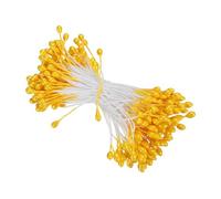 PATIKIL 3mm Double Têtes Fleur Étamine, 150 pcs Artificielle Fleur Étamine Pistil Mat Perle Floral Étamine pour DIY Noël Carte Mariage Décoration, Orange Jaune