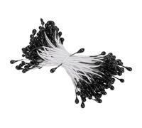 PATIKIL 3mm Double Têtes Fleur Étamine, 150 pcs Artificielle Fleur Étamine Pistil Mat Perle Floral Étamine pour DIY Noël Carte Mariage Décoration, Noir