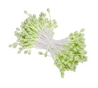 PATIKIL 3mm Double Têtes Fleur Étamine, 150pcs Artificielle Fleur Étamine Pistil Mat Perle Floral Étamine pour DIY Noël Carte Mariage Décoration, Lumière Vert