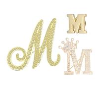 PATIKIL 3PCS A-Z Letter Brooch Set, 3 Styles Crown & Pearl Minimalist Initial Rhinestone Lapel Decorative Pin Kit Pour Women Men Suits Clothes Dress Bouquet Coat Collar, Gold, Alphabet m