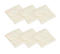 PATIKIL 3x3 Inch Pochettes En Velours Pour Bijoux, 6 Pcs Sachets Cadeaux Pour Bracelet Collier Bagues Montre Avec Bouton-Pression, Beige