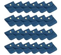 PATIKIL 3x3 Poches En Velours Pour Bijoux, 24 Pcs Sacs Cadeaux D'Emballage Pour Bijoux Avec Bouton-Pression Pour Bracelet Collier Bagues Montre, Bleu Foncé