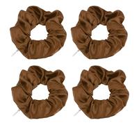 PATIKIL 4.33 Inch Zipper Scrunchie, 4 Pcs Silk Satin Hidden Pocket Scrunchie Elastic Hair Bands Soft Hair Ties Bracelet pour Money Keys Hiding Women Thin Thick Hair Styling, Coffee