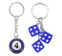 PATIKIL 4 Ball Keychain Lucky 4 Pool Balls With Dice Keychain Blue